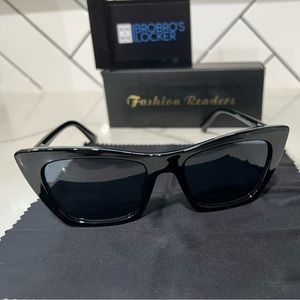 Fashion Readers Cat Eye Sunglasses - Black Frame/Black Lens